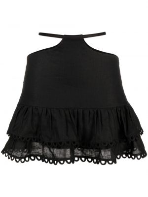 Lněné mini sukně Pnk černé