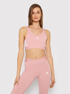 Спортен сутиен на райета Adidas розово