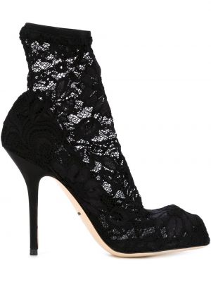 Botines de flores de encaje Dolce & Gabbana negro