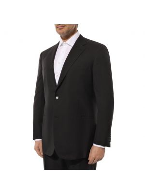 Шелковый шерстяной костюм Brioni черный