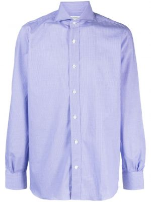 Bombažna srajca s karirastim vzorcem Mazzarelli modra