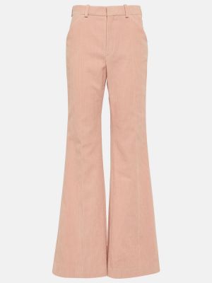 Spodnie z wysoką talią sztruksowe Chloã© różowe