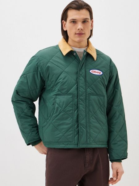 Утепленная демисезонная куртка Obey зеленая