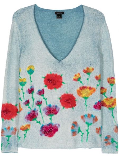 Kvetinový bavlnený sveter s potlačou Avant Toi