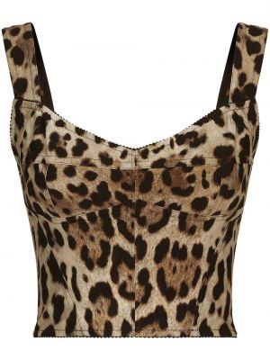 Tank top ar apdruku ar leoparda rakstu Dolce & Gabbana brūns