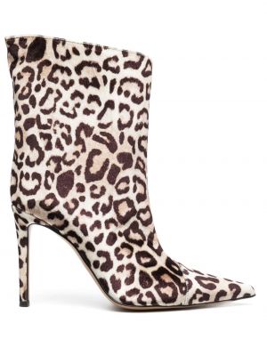 Zamatové členkové topánky s potlačou s leopardím vzorom Alexandre Vauthier hnedá