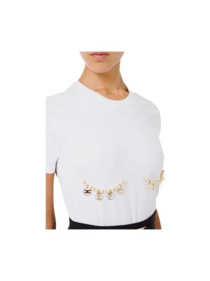 Camiseta con perlas Elisabetta Franchi blanco