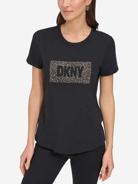 Camiseta manga corta de cuello redondo Dkny negro