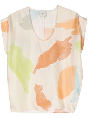 Svilena bluza s printom s apstraktnim uzorkom Alysi bež