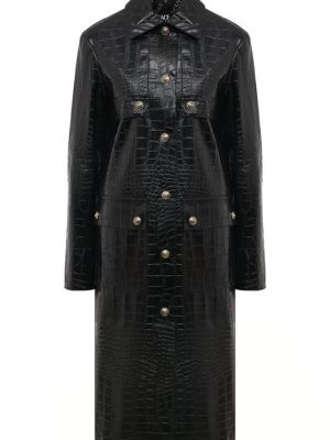 Пальто из искусственной кожи Versace Jeans Couture черное