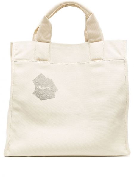 Βαμβακερή τσάντα shopper με σχέδιο Objects Iv Life λευκό