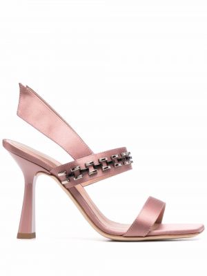 Lahtise kannaosaga sandaalid helmedega Alberta Ferretti roosa