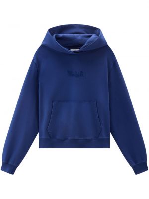 Kokvilnas kapučdžemperis ar izšuvumiem Woolrich zils