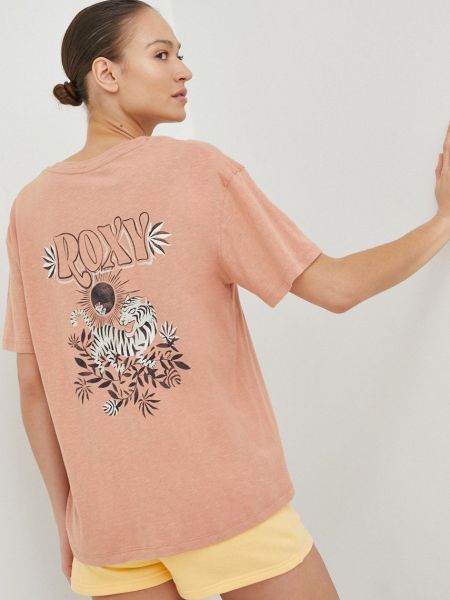 Hnědé bavlněné tričko Roxy