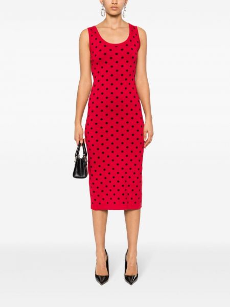 Robe à pois en tricot Moschino rouge