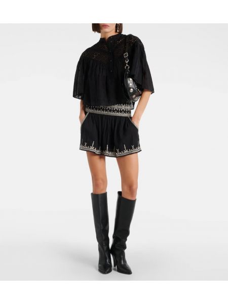 Pamučna mini suknja Marant Etoile crna
