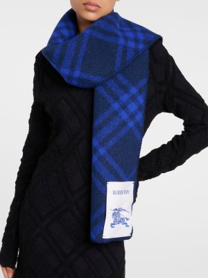 Клетчатый шерстяной шарф Burberry синий