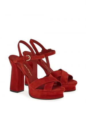 Sandales à plateforme Ferragamo rouge