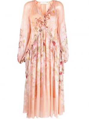 Plissert trykt floral dress Zimmermann rosa