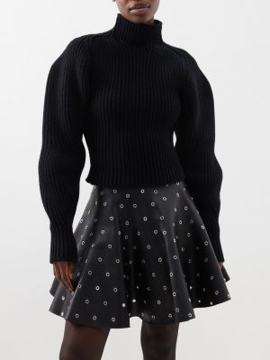 Шерстяной свитер с высоким воротником Alaïa черный