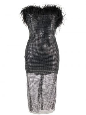 Мини рокля с пера с кристали Giuseppe Di Morabito черно