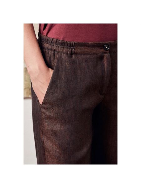 Pantalón clásico de lino Massimo Alba marrón