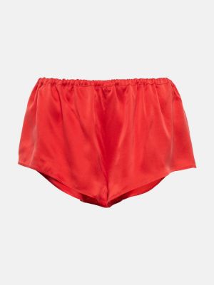 Pantaloni scurți din satin de mătase Asceno roșu