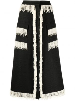 Φούστα με μαργαριτάρια tweed Huishan Zhang μαύρο
