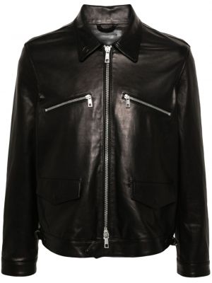 Usnjena jakna z zadrgo Giorgio Brato črna
