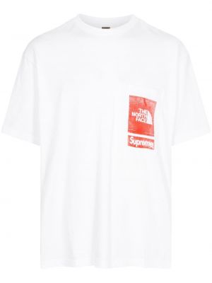 T-krekls ar kabatām Supreme balts