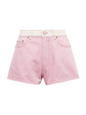 Pantaloni scurți din denim cu talie înaltă Ganni roz