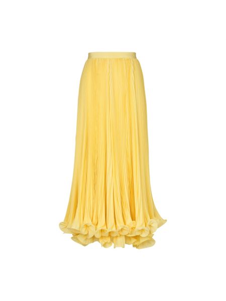 Długa spódnica z falbankami plisowana Balmain żółta