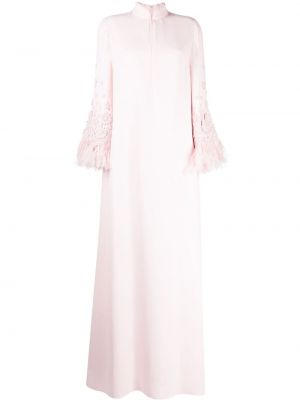 Večernja haljina sa perjem s cvjetnim printom Andrew Gn ružičasta