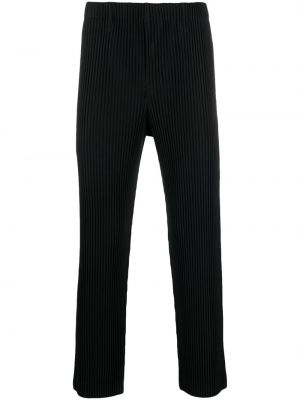 Plisované rovné kalhoty Issey Miyake černé
