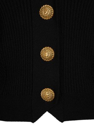 Viskózový kardigan jersey Balmain černý