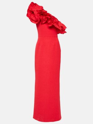Robe longue asymétrique en crêpe Rebecca Vallance rouge