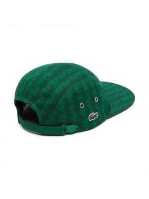 Raštuotas medvilninis kepurė su snapeliu Lacoste žalia