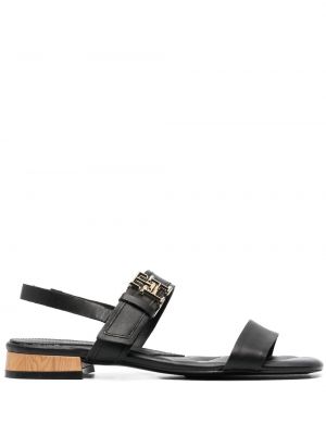 Kožené sandály s přezkou Tommy Hilfiger černé