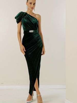 Sukienka długa sztruksowa drapowana By Saygı