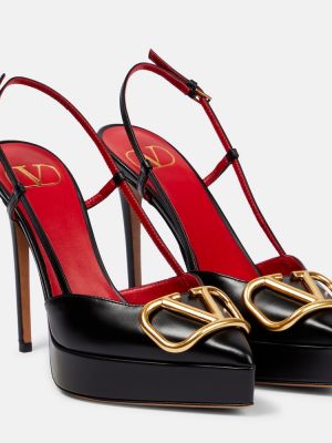Pantofi cu toc din piele slingback Valentino Garavani negru