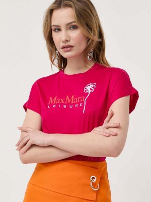 Памучна тениска Max Mara Leisure розово
