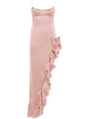 Saténové dlouhé šaty Alessandra Rich růžové