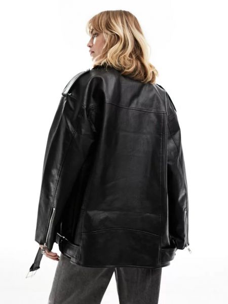 Кожаная куртка из искусственной кожи Only черная
