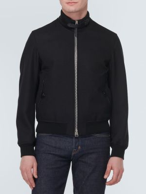 Mohérová hedvábná vlněná bunda Tom Ford černá