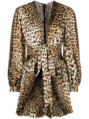 Mini obleka s potiskom z leopardjim vzorcem Roberto Cavalli