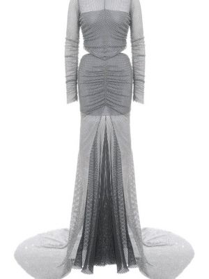 Платье со стразами Giuseppe Di Morabito серебряное