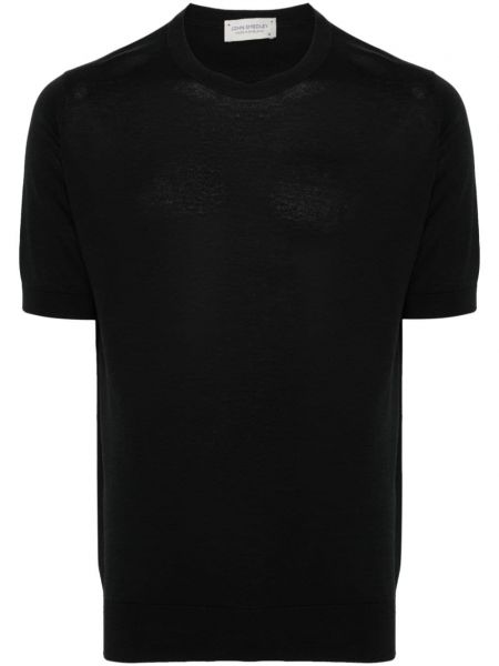 Pletené bavlnené tričko John Smedley čierna