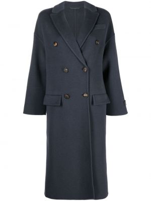 Płaszcz wełniany z kaszmiru Brunello Cucinelli niebieski
