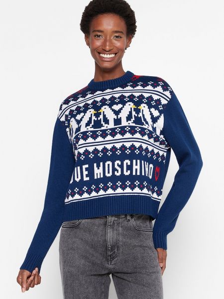 Sweter Love Moschino niebieski