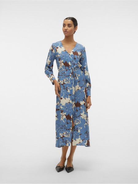 Obleka s cvetličnim vzorcem Vero Moda modra